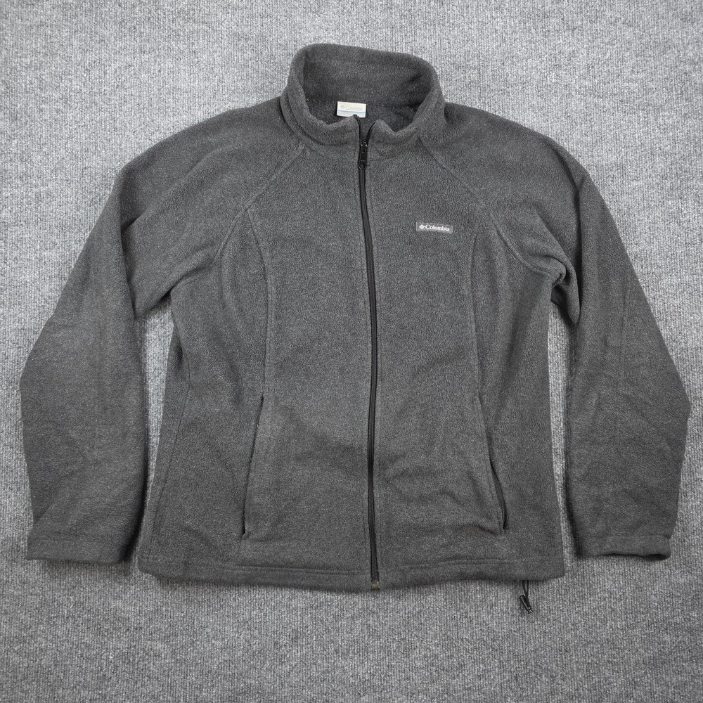 Columbia Benton Springs Full Zip Fleece Jacket Womens XL Gray Full Zip Mock Neck